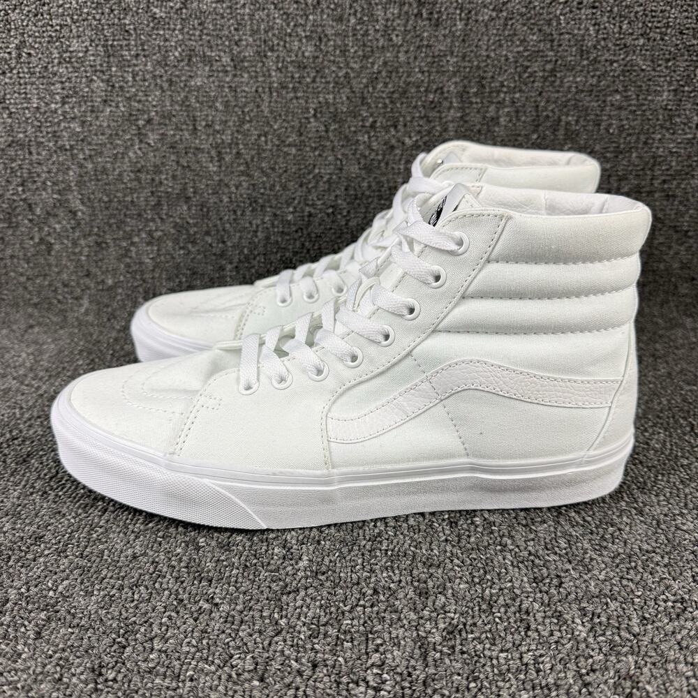 Vans Sk8-Hi Skate Shoes Triple White Canvas Sneakers Mens Size 10